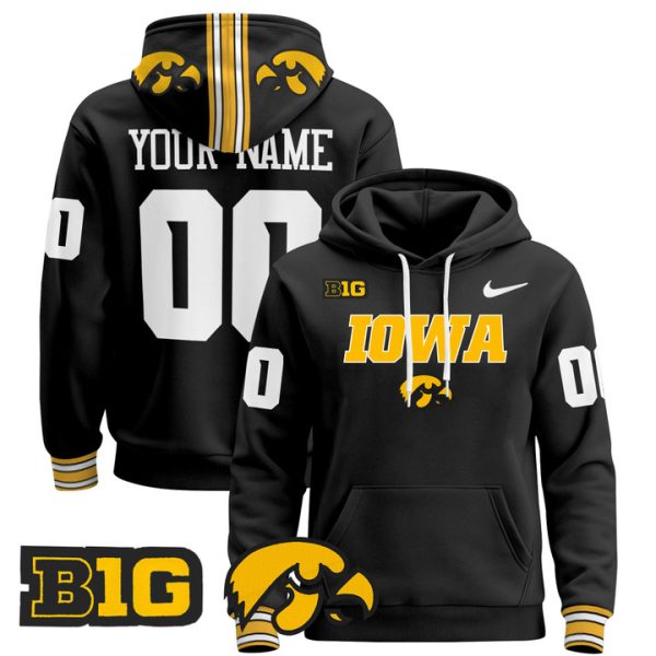 Iowa Hawkeyes 2024 Custom Pullover Stitched Hoodie - Black