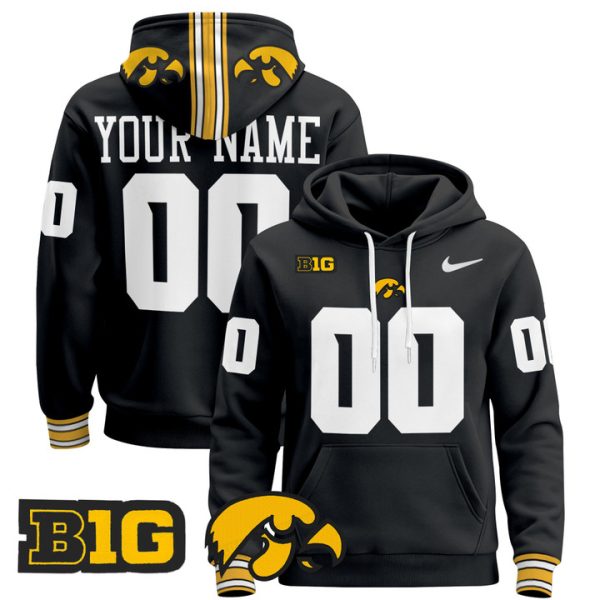 Iowa Hawkeyes 2024 Custom Pullover Stitched Hoodie - Black