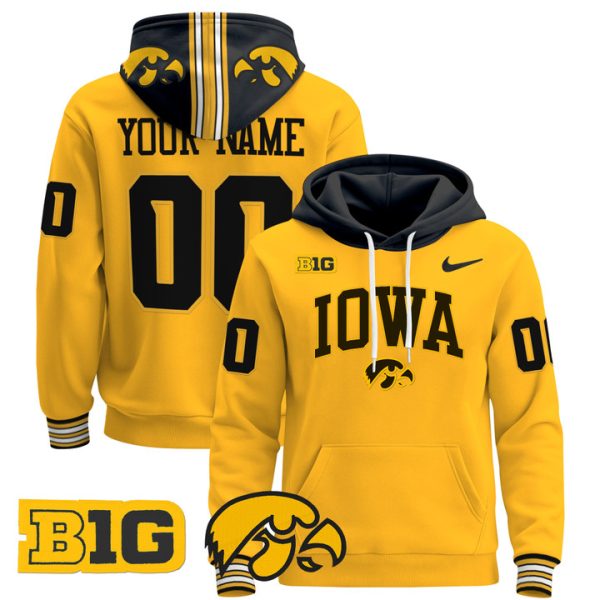 Iowa Hawkeyes 2024 Custom Pullover Stitched Hoodie - Gold