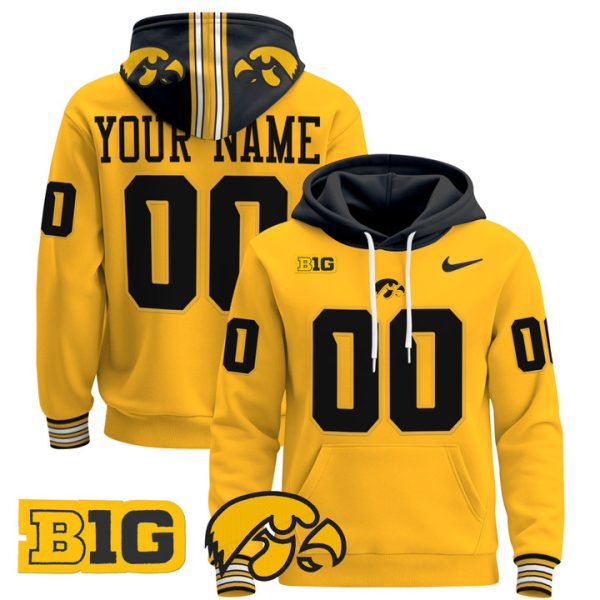 Iowa Hawkeyes 2024 Custom Pullover Stitched Hoodie - Gold