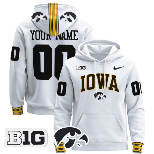 Iowa Hawkeyes 2024 Custom Pullover Stitched Hoodie - White