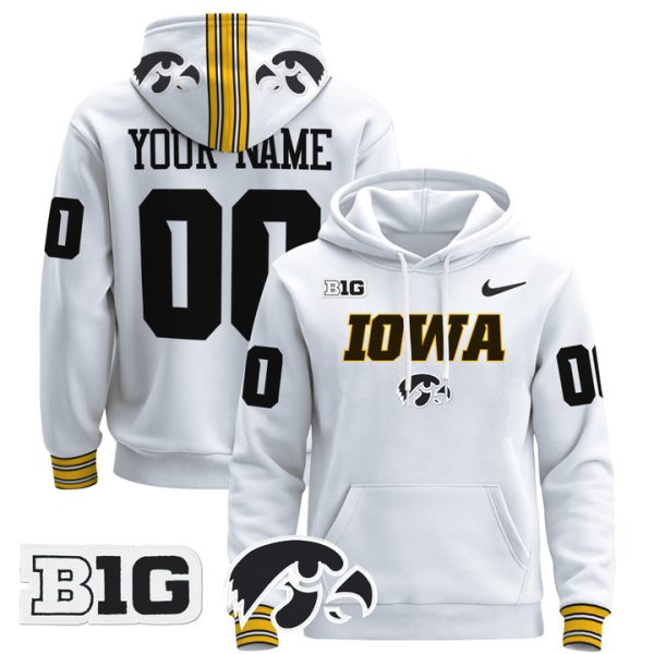 Iowa Hawkeyes 2024 Custom Pullover Stitched Hoodie - White