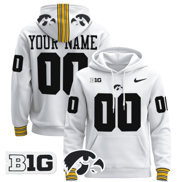 Iowa Hawkeyes 2024 Custom Pullover Stitched Hoodie - White