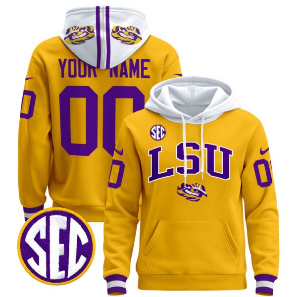 LSU Tigers 2024 Custom Pullover Stitched Hoodie - Gold