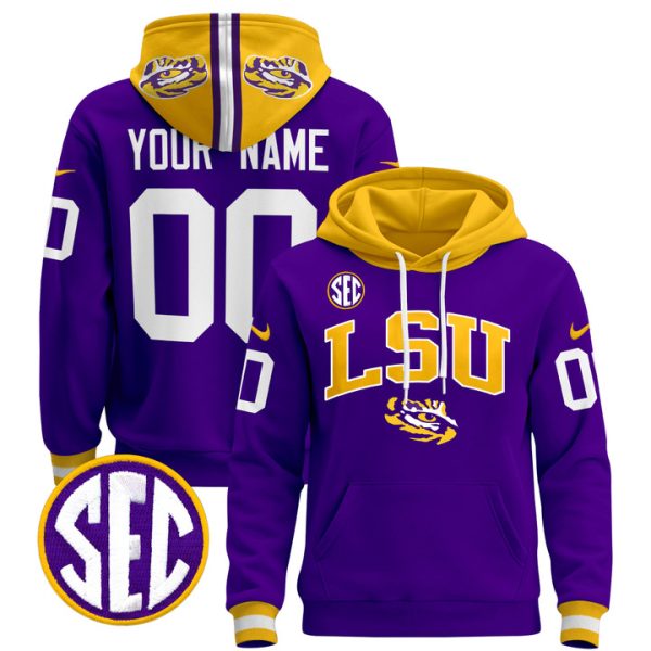 LSU Tigers 2024 Custom Pullover Stitched Hoodie - Purple