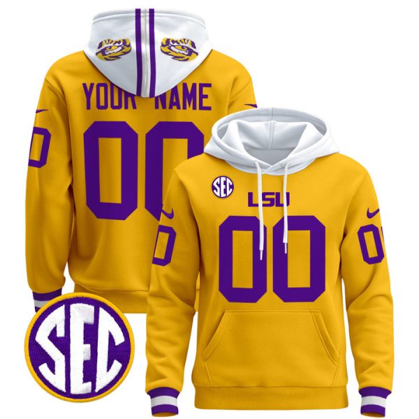 LSU Tigers 2024 Pullover Custom Stitched Hoodie - Gold