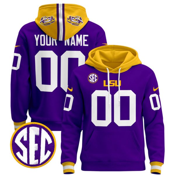 LSU Tigers 2024 Pullover Custom Stitched Hoodie - Purple