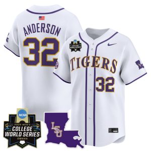 LSU Tigers 2025 World Series Vapor Premier Limited Jersey Stitched White Kade Anderson