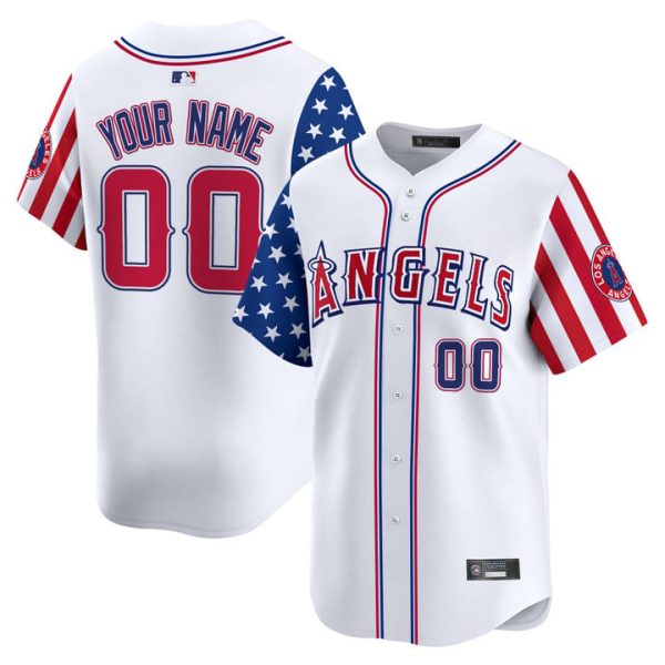 Los Angeles Angels 2025 Independence Day Vapor Premier Limited Custom Jersey Stitched White