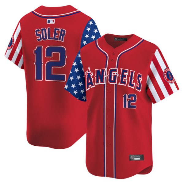 Los Angeles Angels 2025 Independence Day Vapor Premier Limited Jersey Stitched Red Jorge Soler