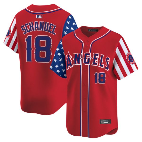 Los Angeles Angels 2025 Independence Day Vapor Premier Limited Jersey Stitched Red Nolan Schanuel