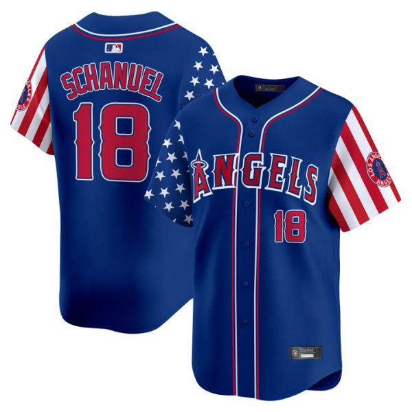 Los Angeles Angels 2025 Independence Day Vapor Premier Limited Jersey Stitched Royal Nolan Schanuel