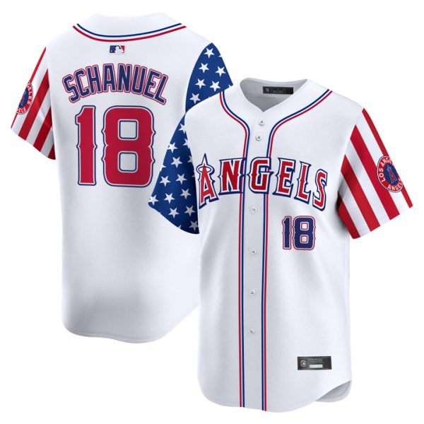 Los Angeles Angels 2025 Independence Day Vapor Premier Limited Jersey Stitched White Nolan Schanuel