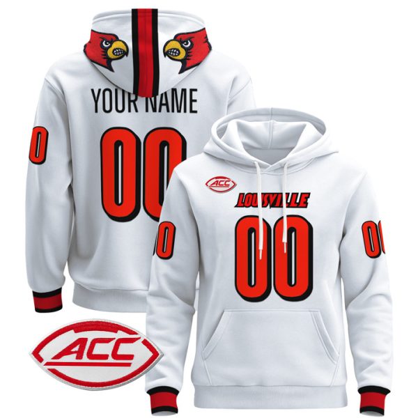 Louisville Cardinals 2024 Custom Pullover Stitched Hoodie - White