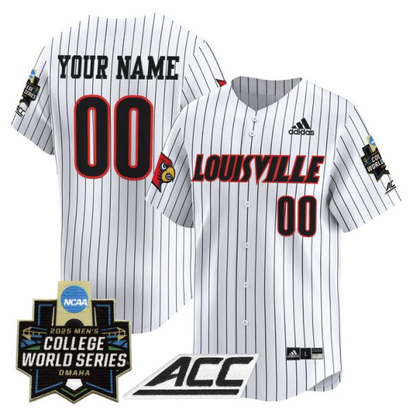 Louisville Cardinals 2025 World Series Vapor Premier Limited Custom Jersey Stitched Pinstripe