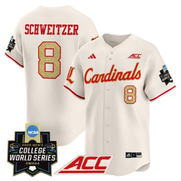 Louisville Cardinals 2025 World Series Vapor Premier Limited Jersey Stitched Cream Jake Schweitzer