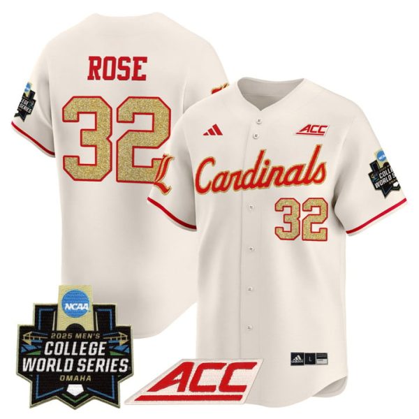Louisville Cardinals 2025 World Series Vapor Premier Limited Jersey Stitched Cream Zion Rose