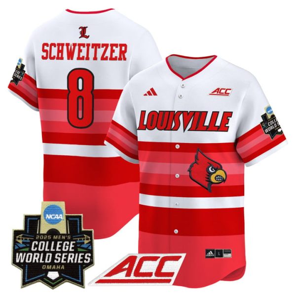 Louisville Cardinals 2025 World Series Vapor Premier Limited Jersey Stitched Gradient Stripes Jake Schweitzer