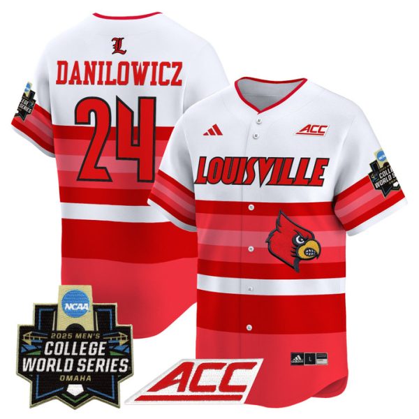 Louisville Cardinals 2025 World Series Vapor Premier Limited Jersey Stitched Gradient Stripes Wyatt Danilowicz