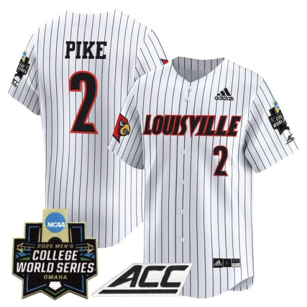 Louisville Cardinals 2025 World Series Vapor Premier Limited Jersey Stitched Pinstripe Garret Pike