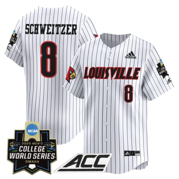Louisville Cardinals 2025 World Series Vapor Premier Limited Jersey Stitched Pinstripe Jake Schweitzer