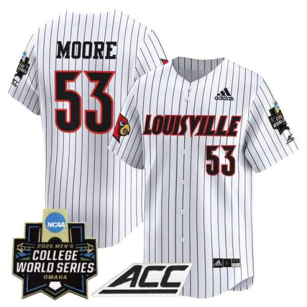 Louisville Cardinals 2025 World Series Vapor Premier Limited Jersey Stitched Pinstripe Lucas Moore