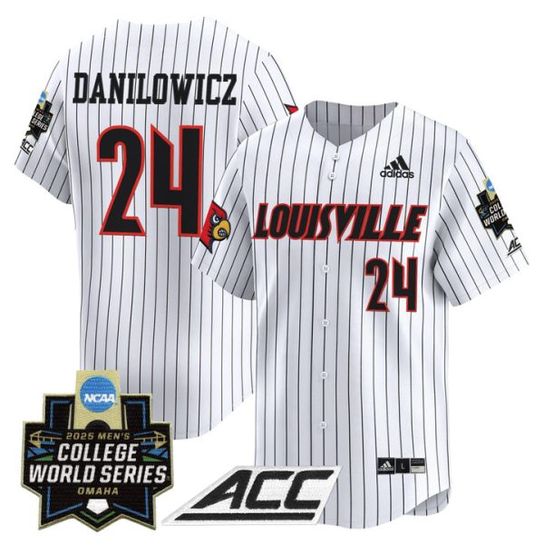 Louisville Cardinals 2025 World Series Vapor Premier Limited Jersey Stitched Pinstripe Wyatt Danilowicz