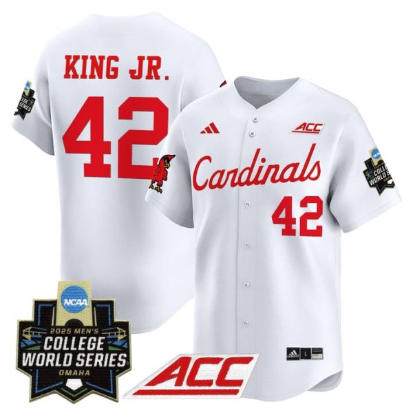 Louisville Cardinals 2025 World Series Vapor Premier Limited Jersey Stitched White Eddie King Jr.