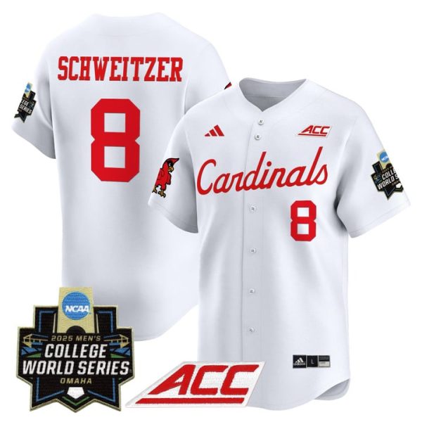 Louisville Cardinals 2025 World Series Vapor Premier Limited Jersey Stitched White Jake Schweitzer