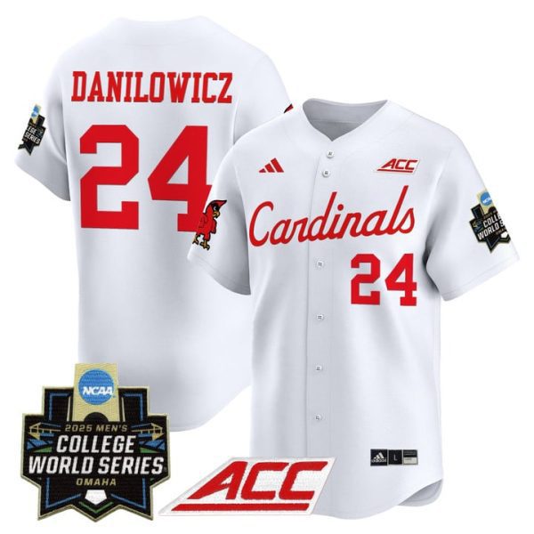 Louisville Cardinals 2025 World Series Vapor Premier Limited Jersey Stitched White Wyatt Danilowicz