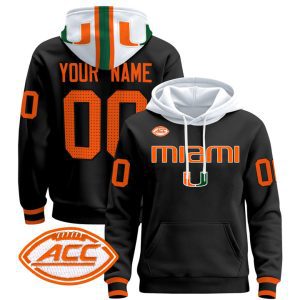 Miami Hurricanes 2024 Custom Pullover Stitched Hoodie - Black