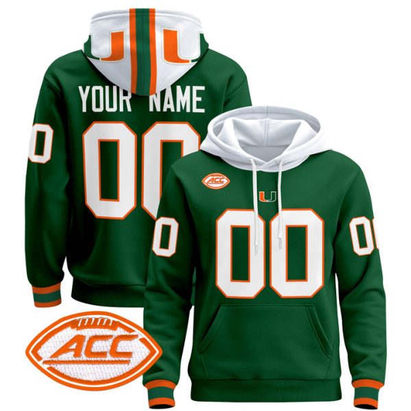 Miami Hurricanes 2024 Custom Pullover Stitched Hoodie - Green