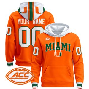 Miami Hurricanes 2024 Custom Pullover Stitched Hoodie - Orange