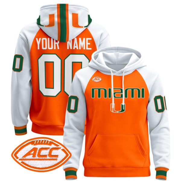 Miami Hurricanes 2024 Custom Pullover Stitched Hoodie - Orange Alternate