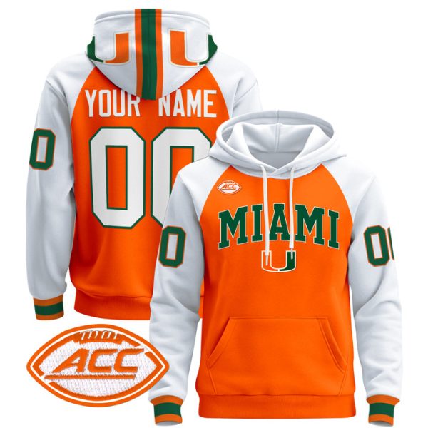 Miami Hurricanes 2024 Custom Pullover Stitched Hoodie - Orange Alternate