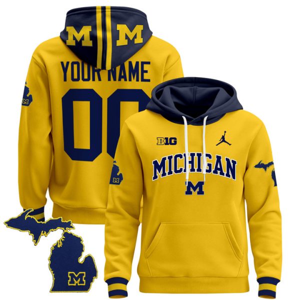 Michigan Wolverines 2024 Custom Pullover Stitched Hoodie - Maize