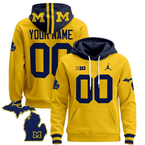 Michigan Wolverines 2024 Custom Pullover Stitched Hoodie - Maize
