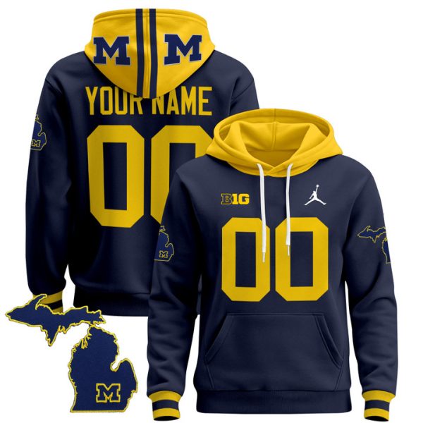 Michigan Wolverines 2024 Custom Pullover Stitched Hoodie - Navy