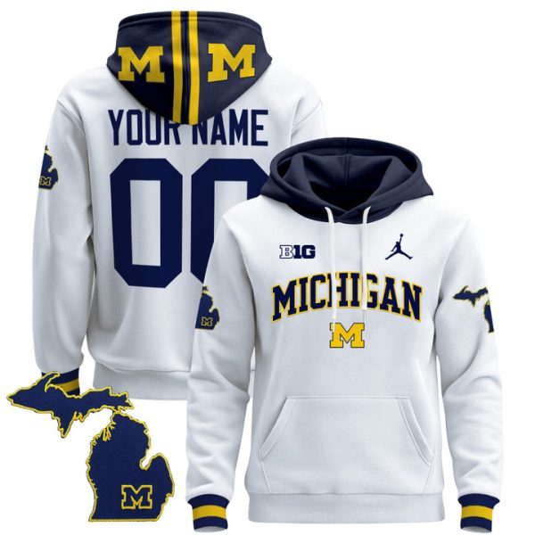 Michigan Wolverines 2024 Custom Pullover Stitched Hoodie - White