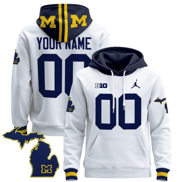 Michigan Wolverines 2024 Custom Pullover Stitched Hoodie - White