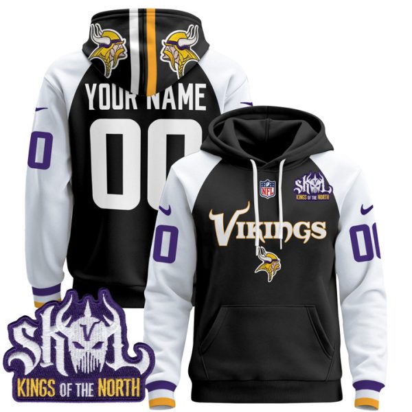Minnesota Vikings 2024 Custom Pullover Stitched Hoodie - Black Alternate