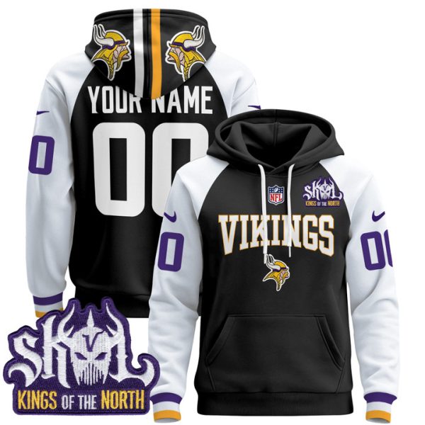 Minnesota Vikings 2024 Custom Pullover Stitched Hoodie - Black Alternate