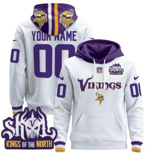 Minnesota Vikings 2024 Custom Pullover Stitched Hoodie - White