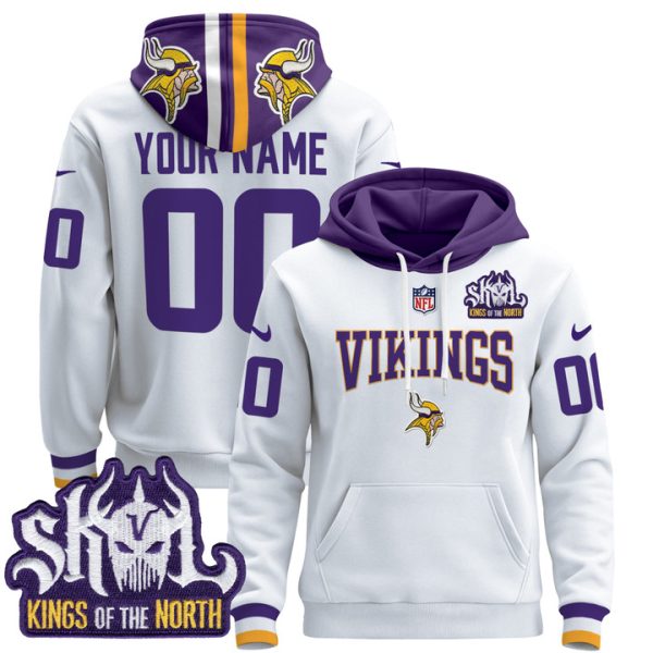 Minnesota Vikings 2024 Custom Pullover Stitched Hoodie - White