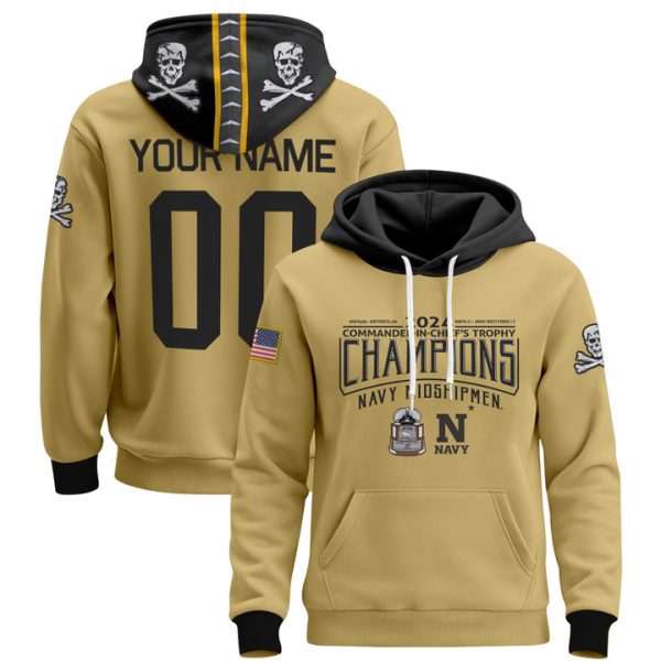 Navy Midshipmen 2024 Commander-In-Chief's Trophy Champions Patch Custom Pullover Hoodie - All Printed Gold