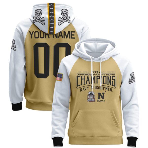 Navy Midshipmen 2024 Commander-In-Chief's Trophy Champions Patch Custom Pullover Hoodie - All Printed Gold Alternate