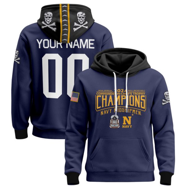 Navy Midshipmen 2024 Commander-In-Chief's Trophy Champions Patch Custom Pullover Hoodie - All Printed Navy