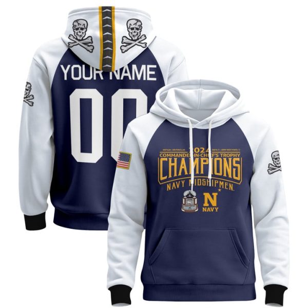 Navy Midshipmen 2024 Commander-In-Chief's Trophy Champions Patch Custom Pullover Hoodie - All Printed Navy Alternate