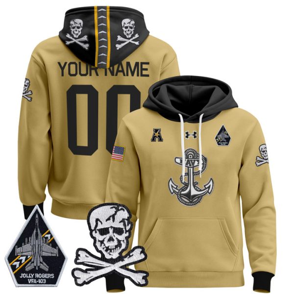 Navy Midshipmen 2024 Custom Pullover Stitched Hoodie - Stitched Gold
