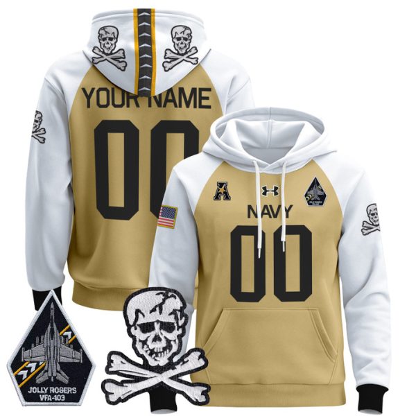 Navy Midshipmen 2024 Custom Pullover Stitched Hoodie - Stitched Gold Alternate